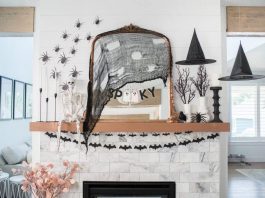 Halloween fireplace decorations _ Halloween home styling guide