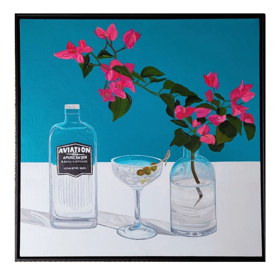 Gin and florals artwork by Jessie Feitosa
