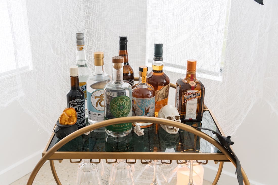 Spooky Halloween bar cart