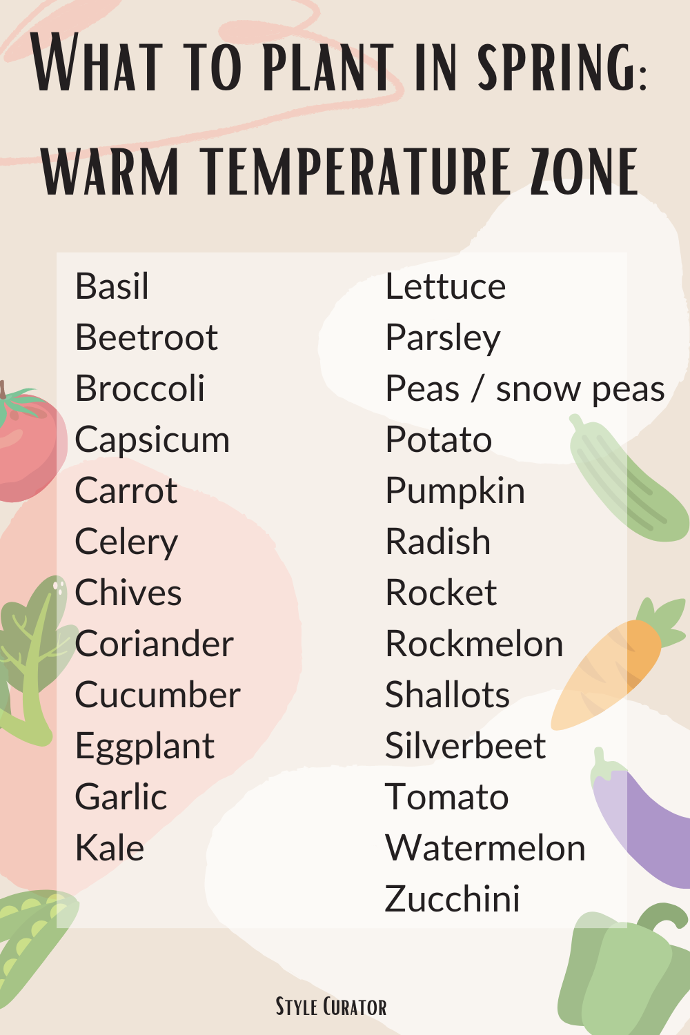 What to plant in spring in Australia - warm climate zone