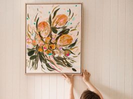 orange floral artwork