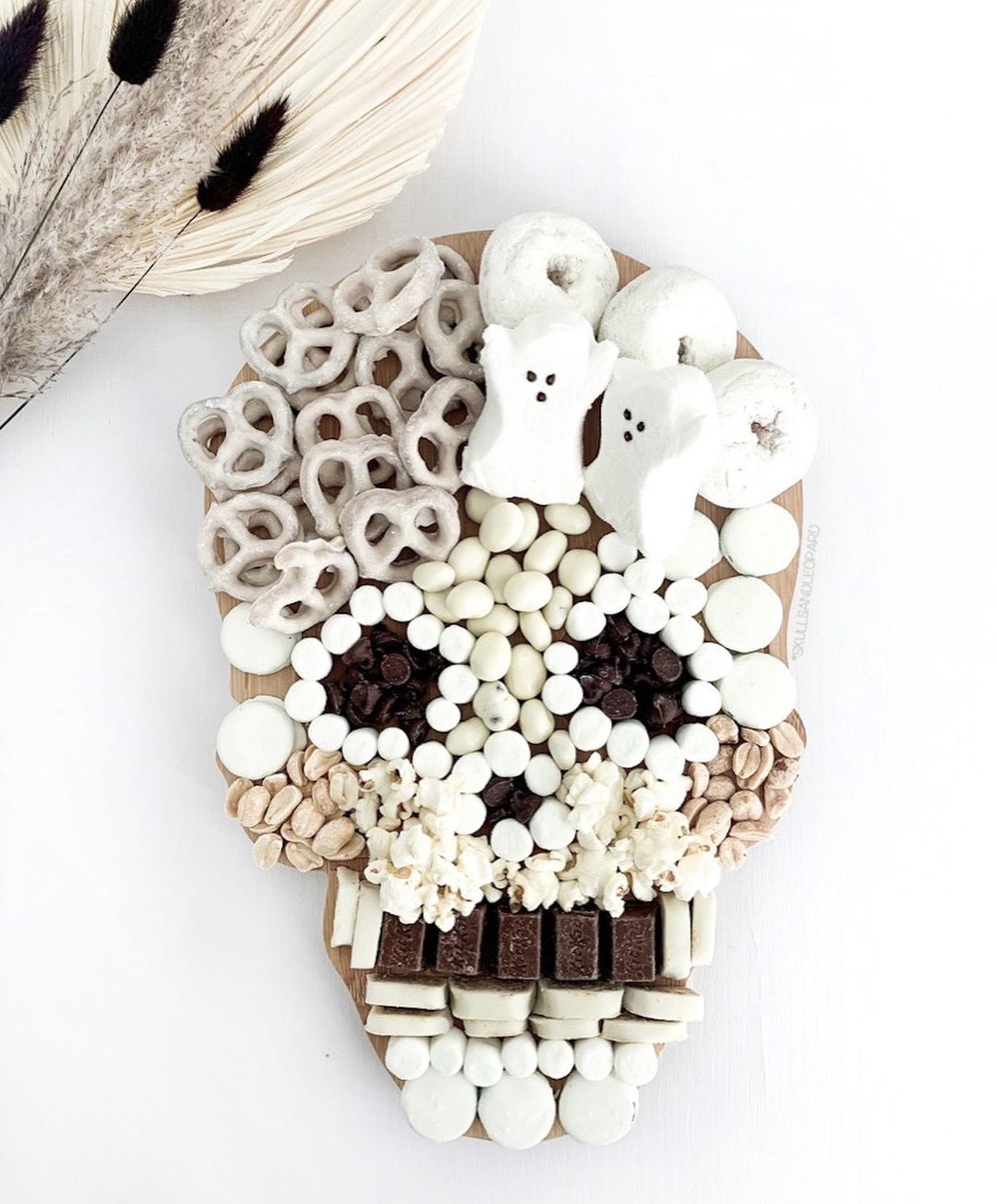 skull charcuterie board _ Halloween home styling guide