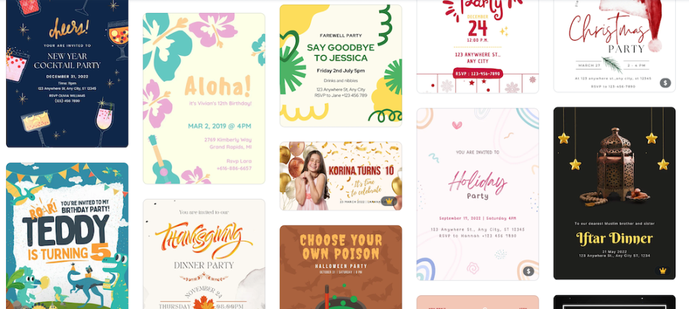 Party invites from Canva