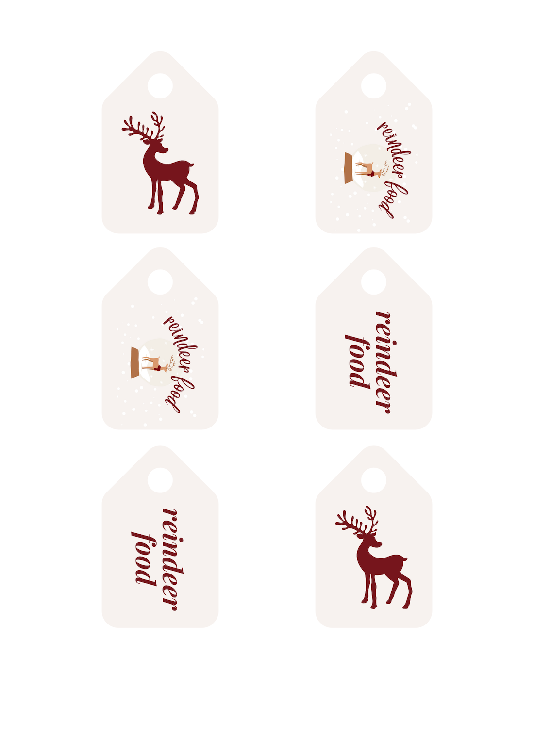 Reindeer food swing tags