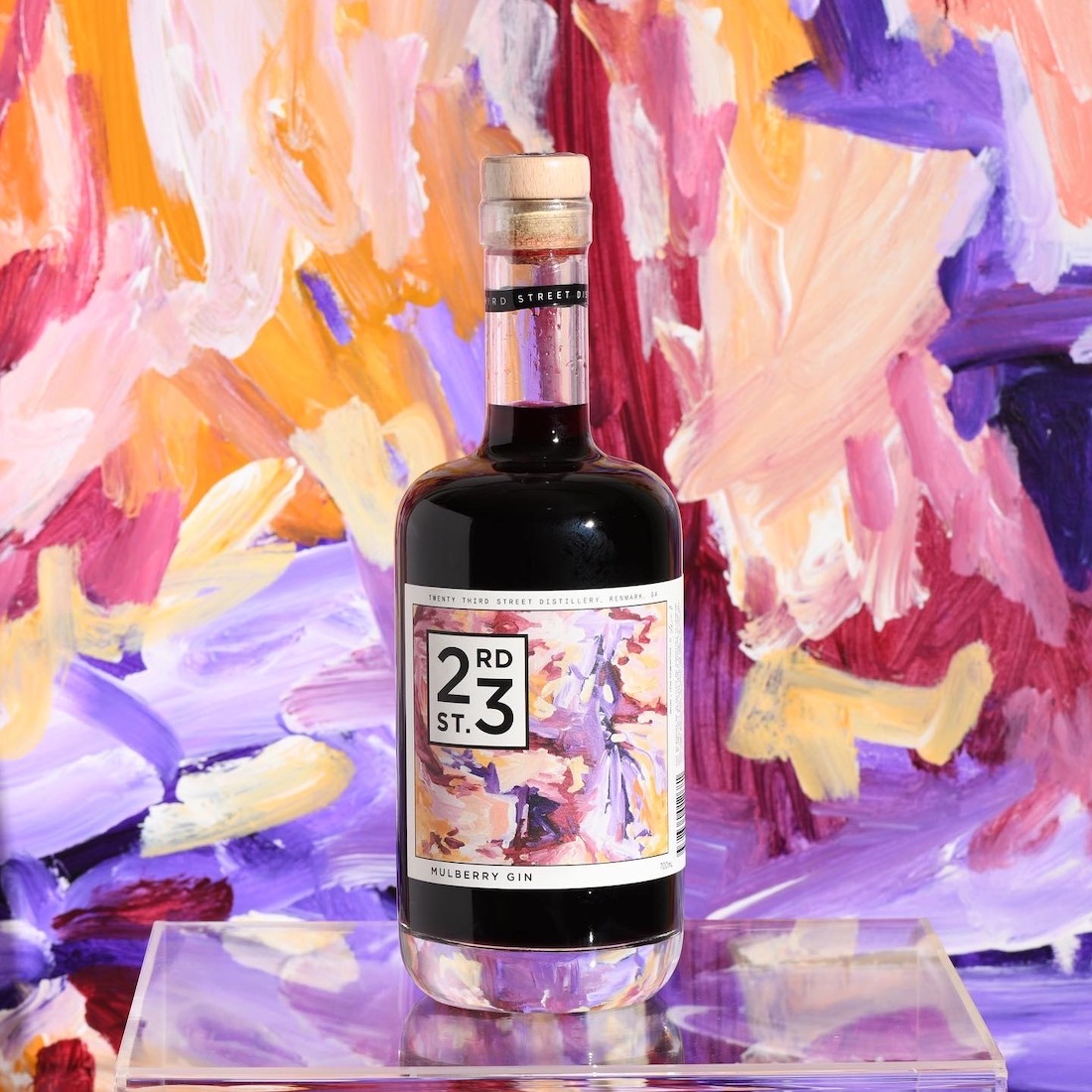 Mulberry gin featuring Lena B art