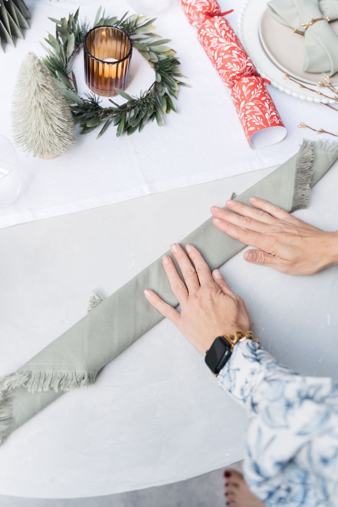 Christmas napkin folding