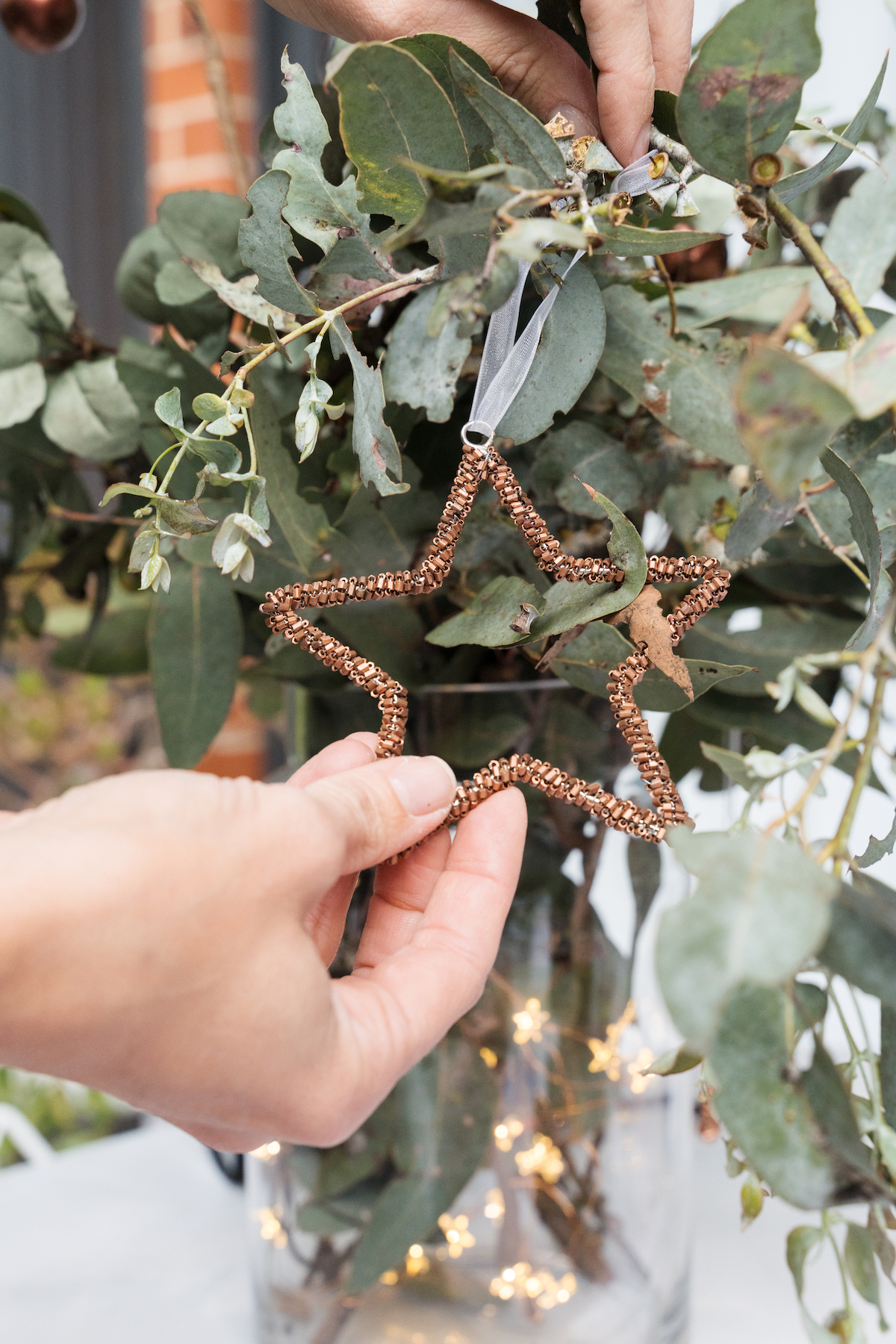 Bronze bead star ornament