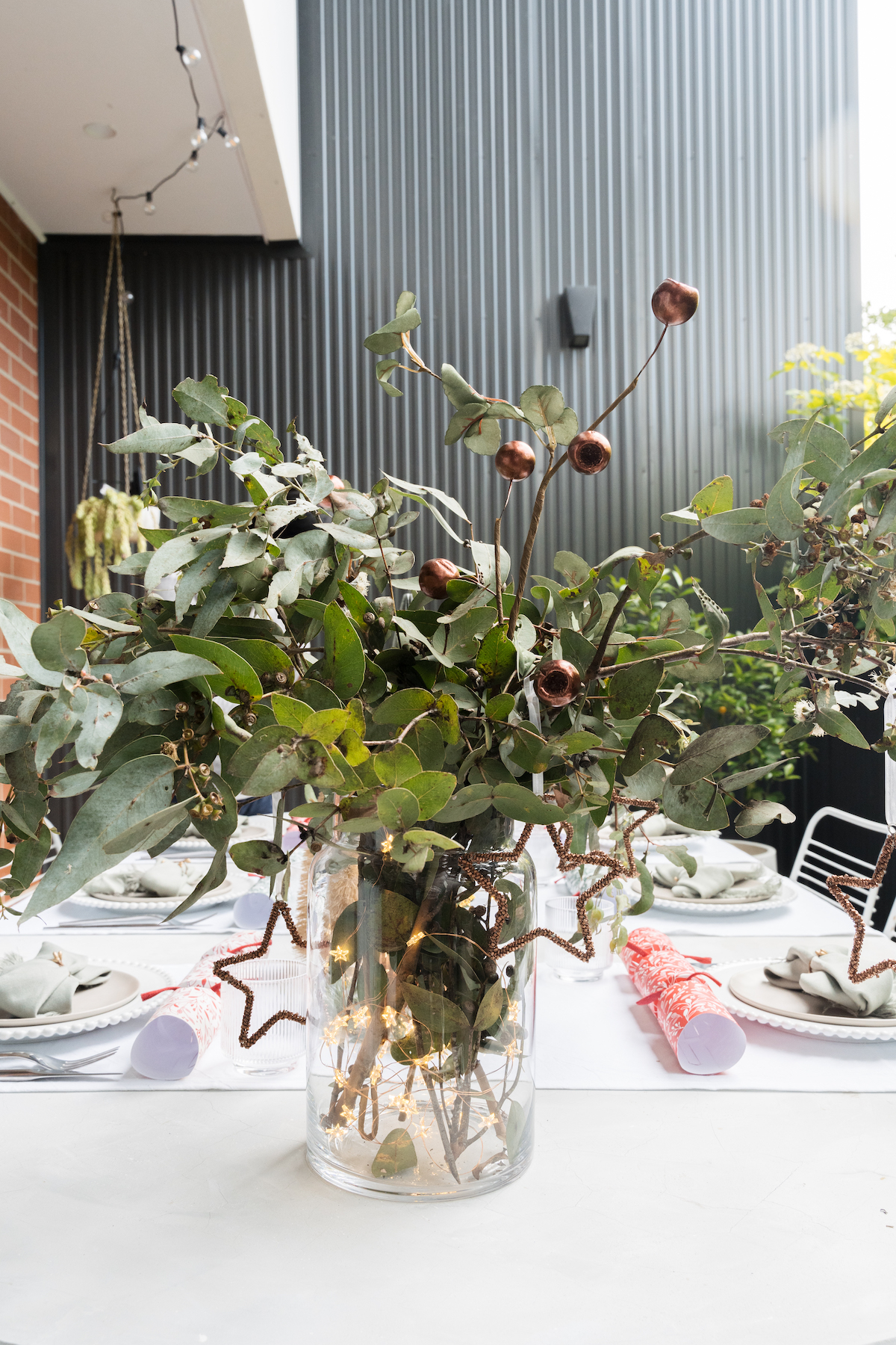 Foraged eucalyptus and gum nut centrepiece