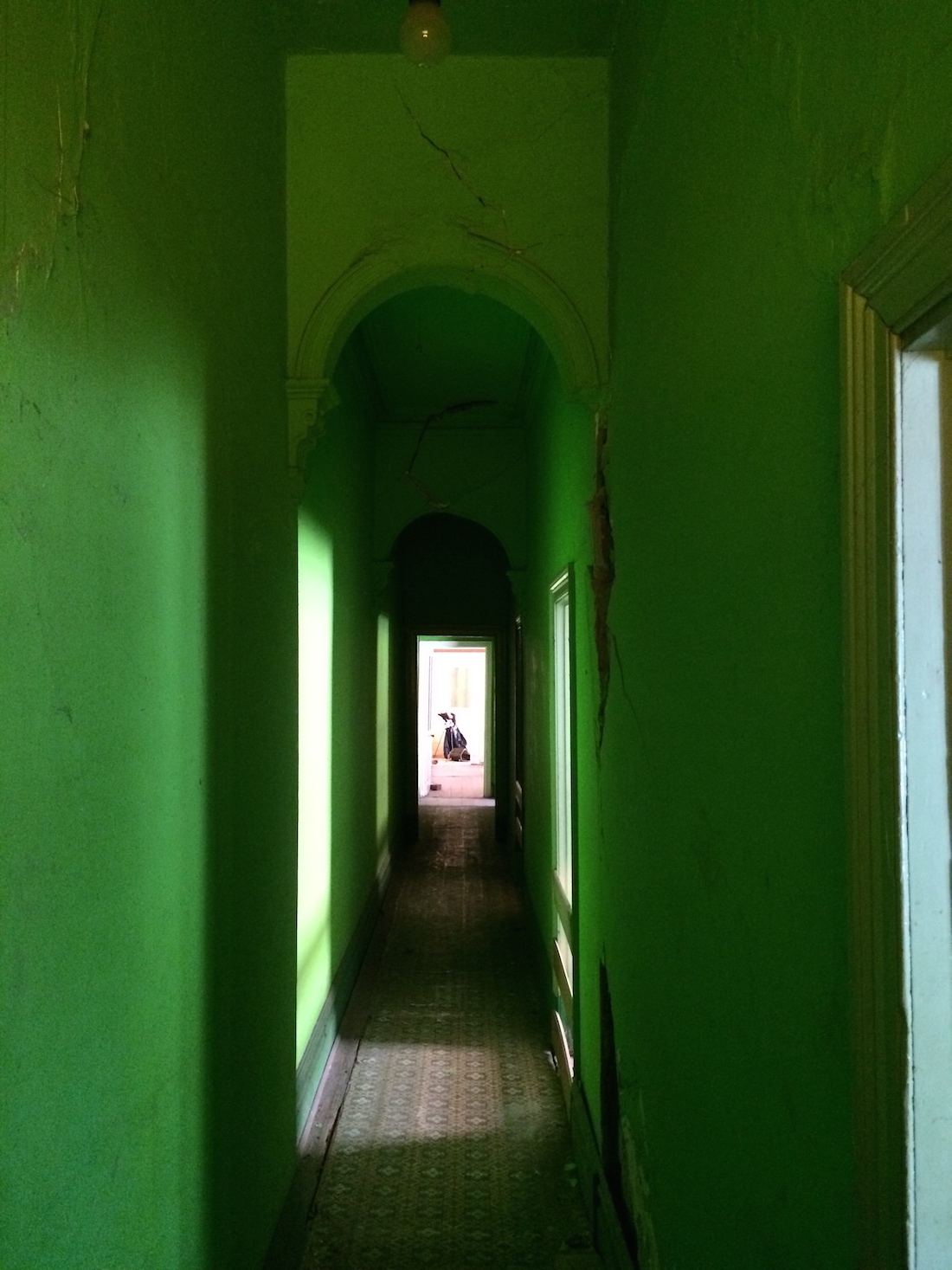 RaeRae Austin Maynard green hallway before the renovation