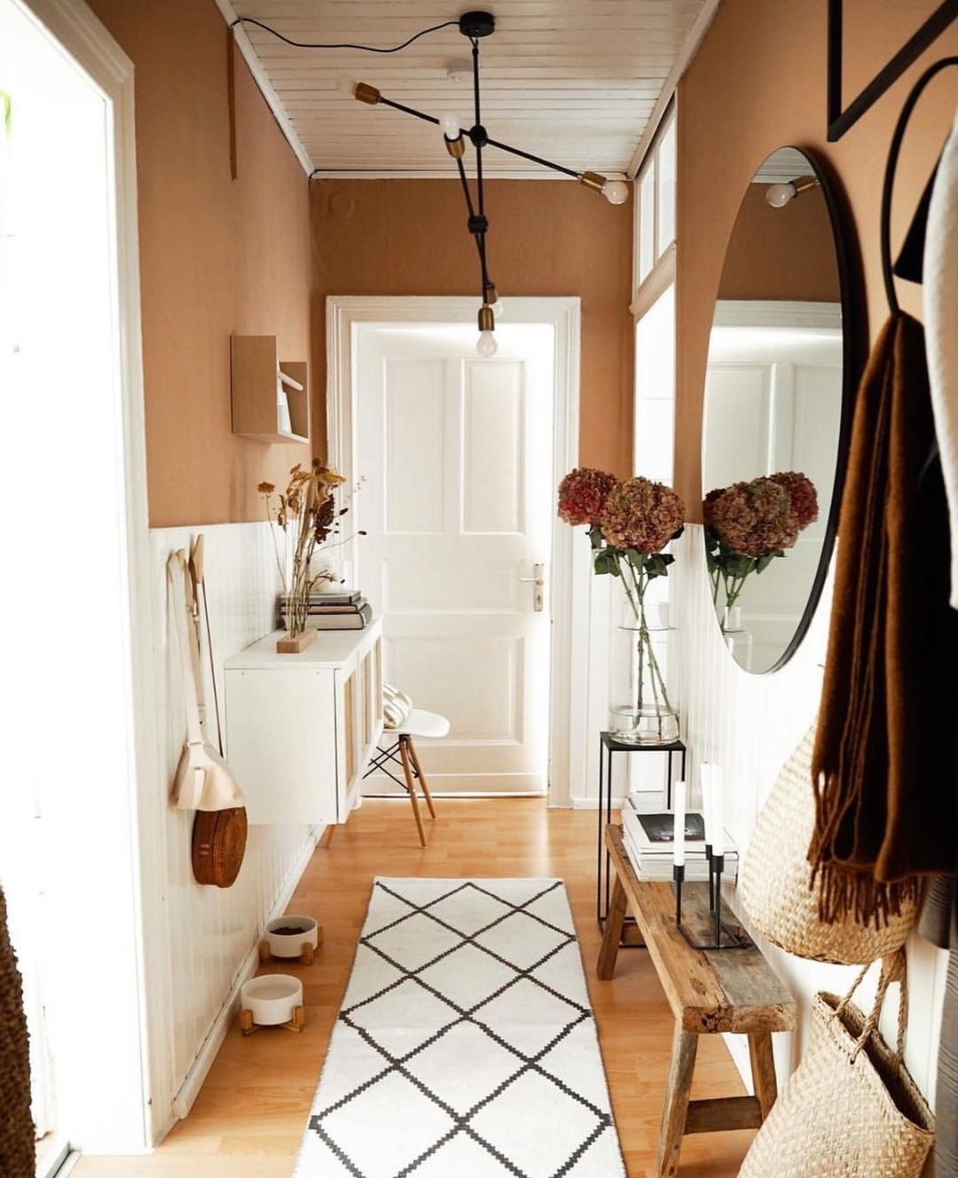 Eclectic styling in hallway