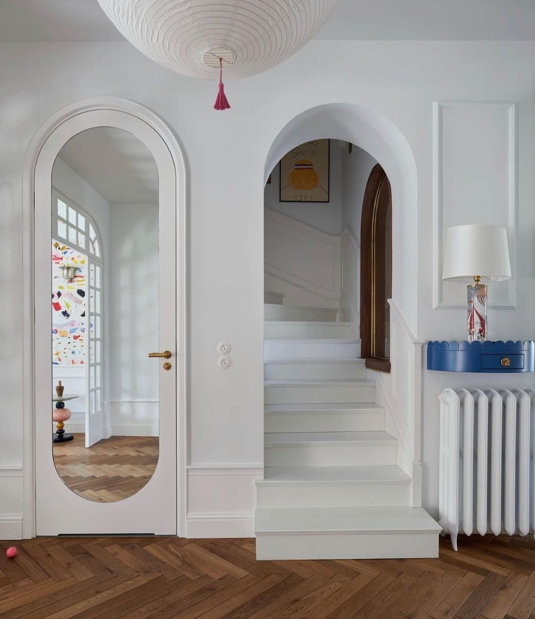 White archway in hallway