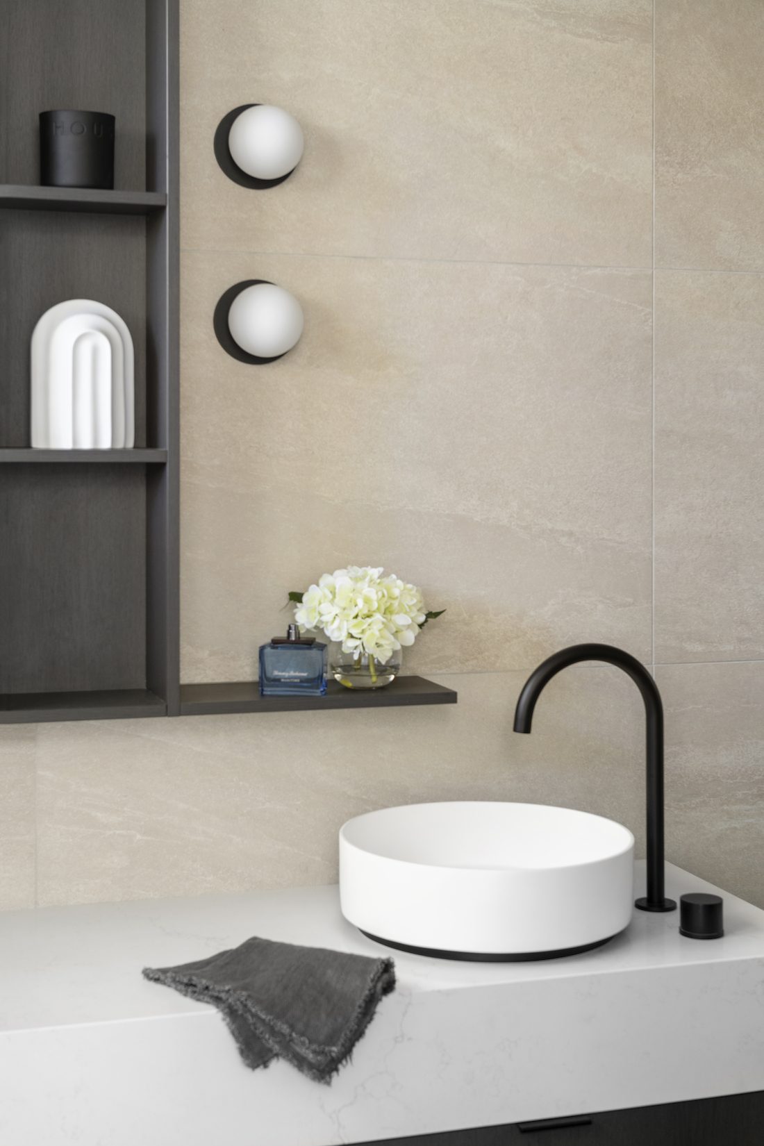 contemporary bathroom design with white basin