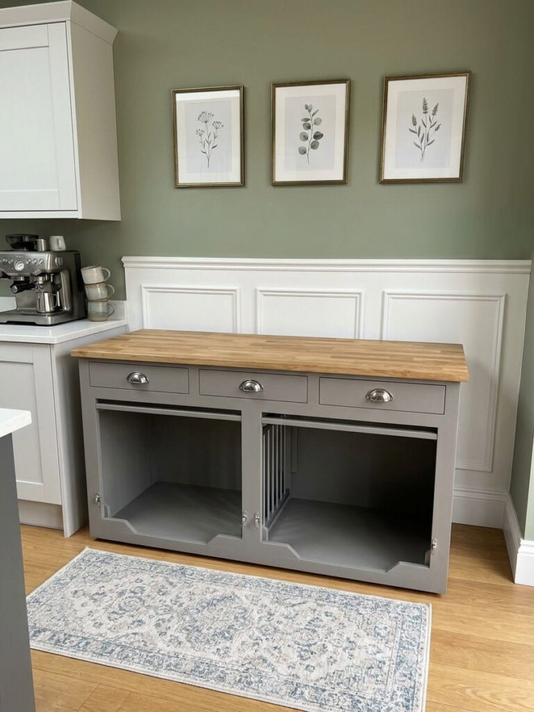 DIY pet beds in kitchen