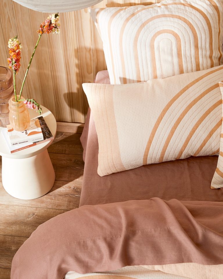 Peach bedding from Bed Bath N Table