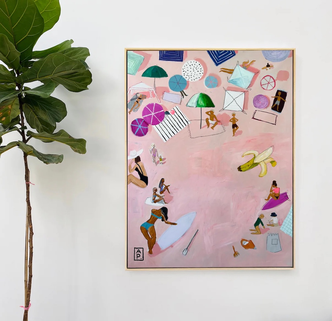 Pink abstract artwork by Anna Price called Big Banana 1
