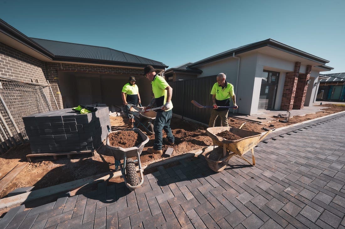 Earth work to prepare an area for paving