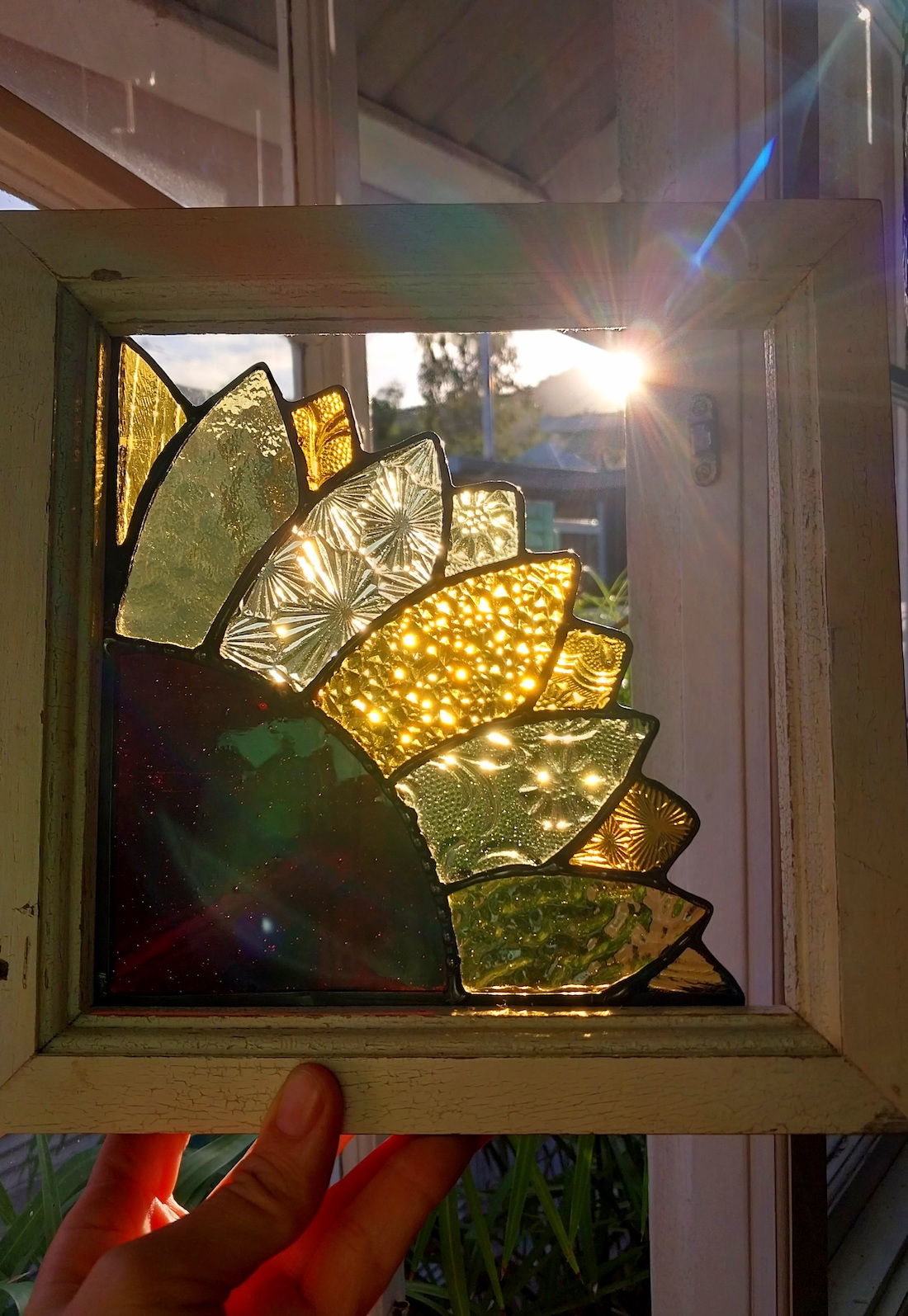 Stained glass sunflower art