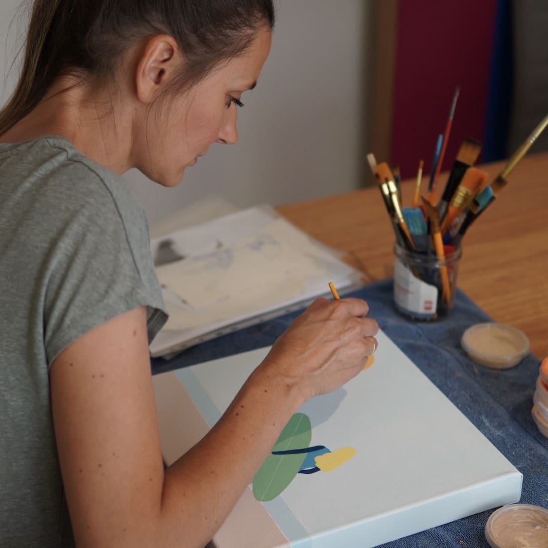 Artist Catherine Hayler at work