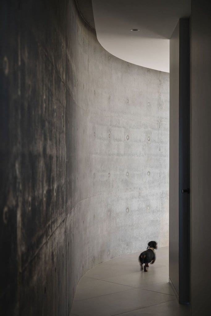 Curved wall in hallway