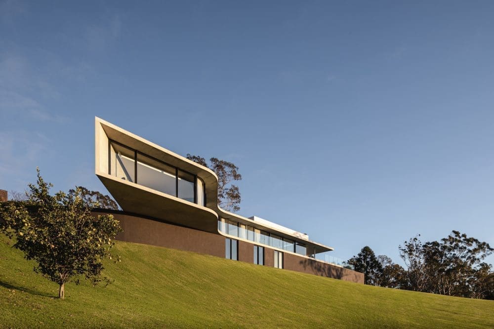 Architectural home on hilltop