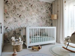 Australian animal wallpaper in gender neutral nursery