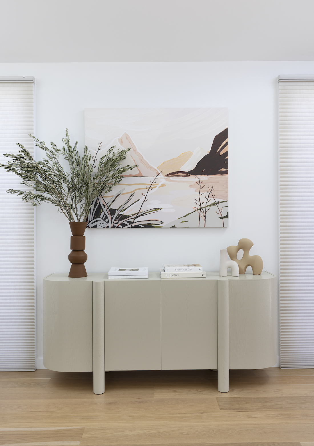 Sideboard with statement art piece