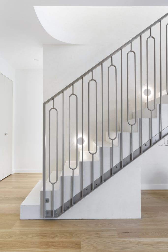 Ornate metal staircase balustrade