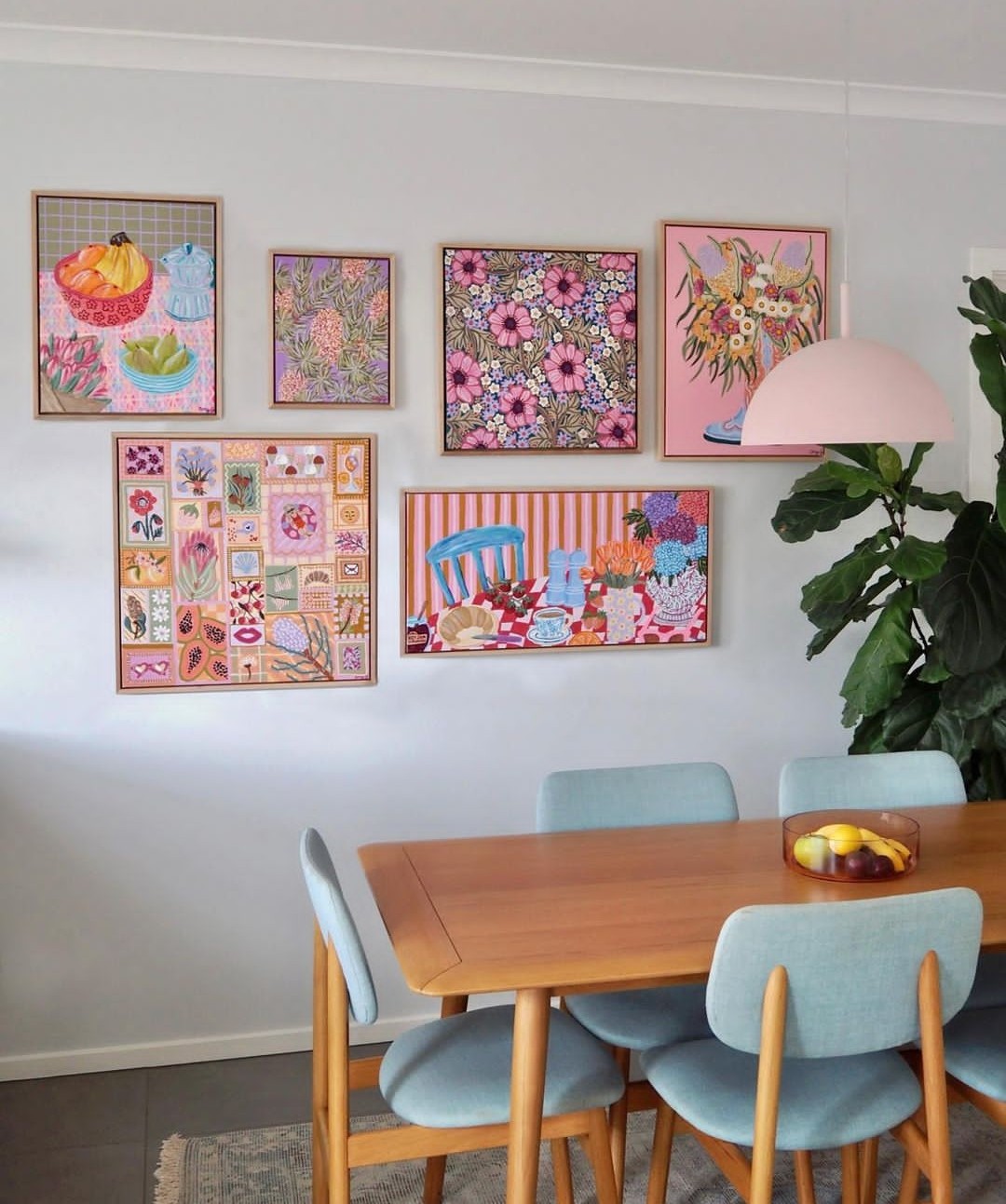 Gallery wall in dining room by Amy Gibbs