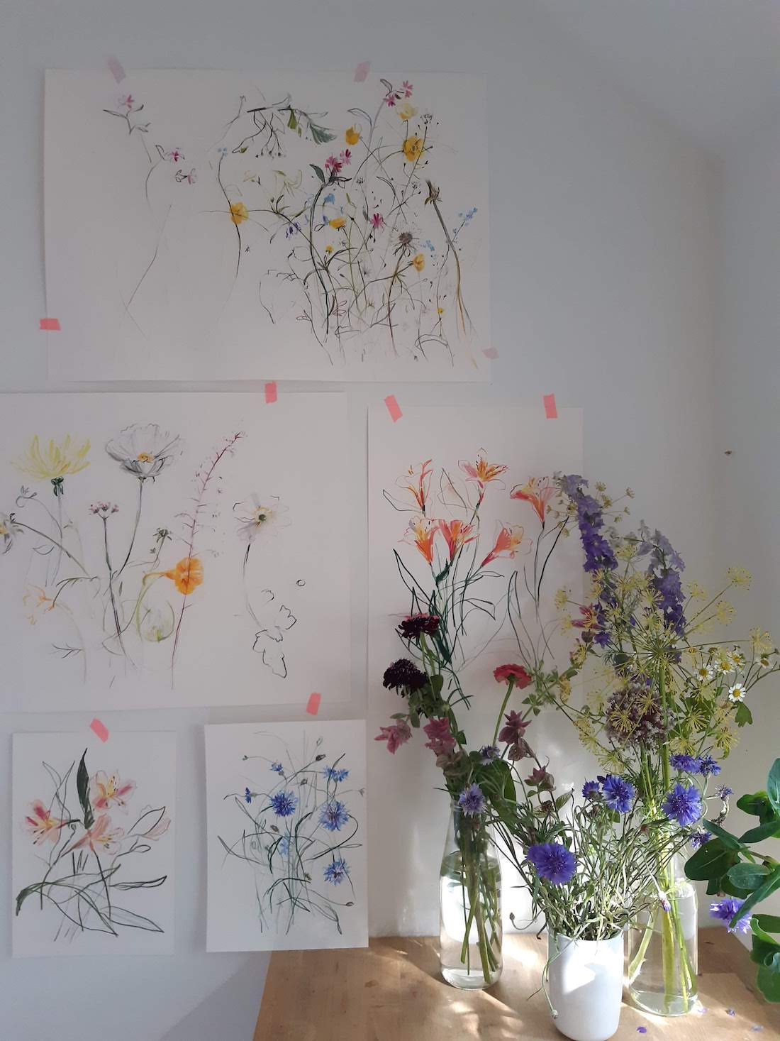 Floral illustration on walls by Claudia Lowry