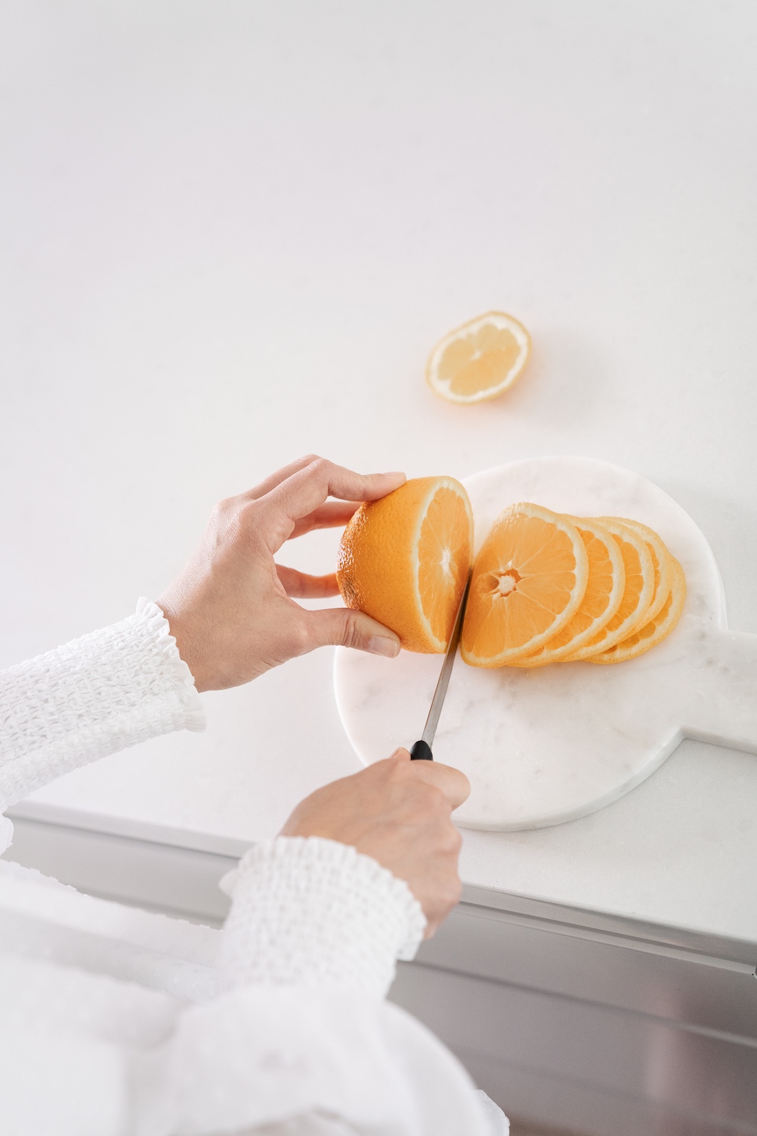 Cut orange into thinest slices