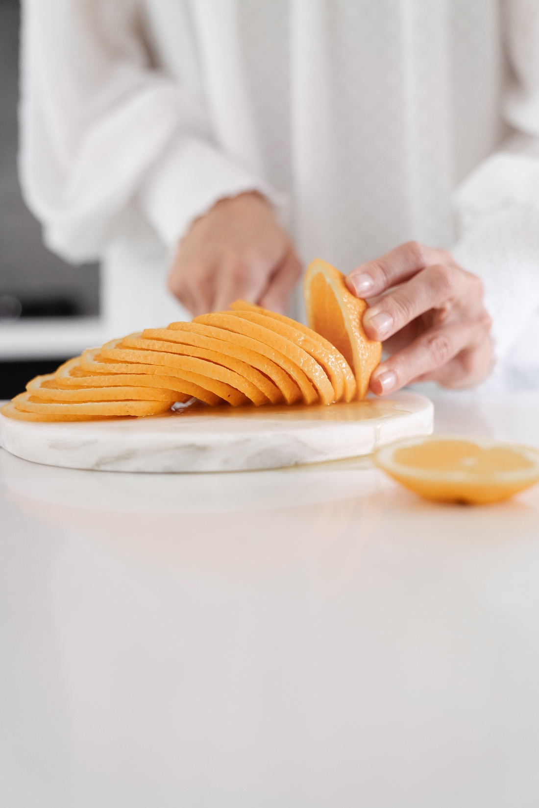 Orange sliced thinly