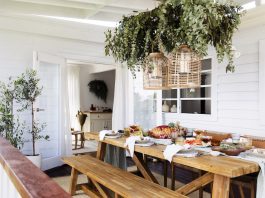 Canopy over Christmas dining table