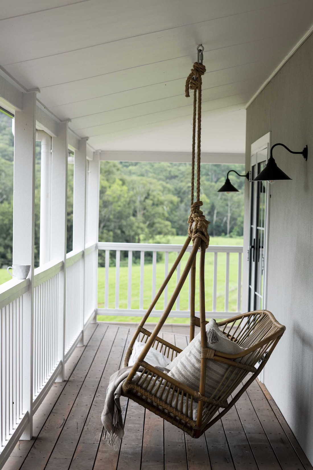 Hanging swing on verandah