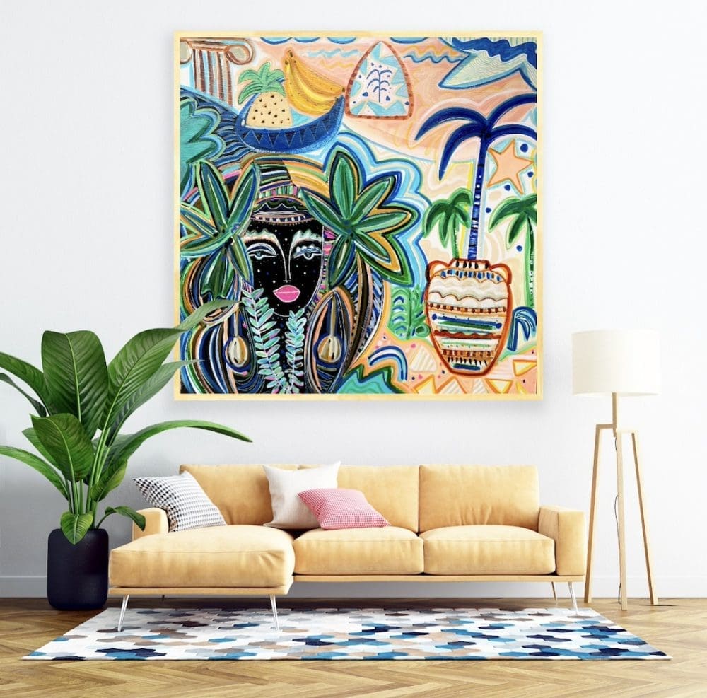 Maree Nic Art bright artwork in living room