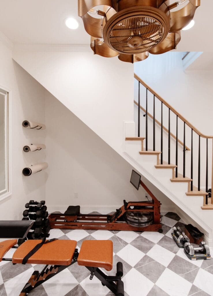 Rower machine under stairs