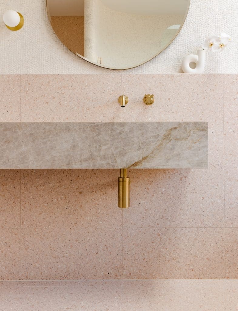 Solid stone bathroom vanity