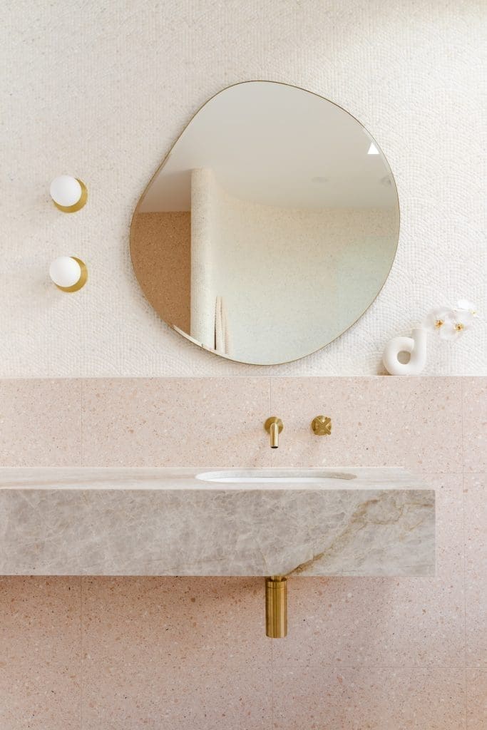 Organic shaped bathroom mirror