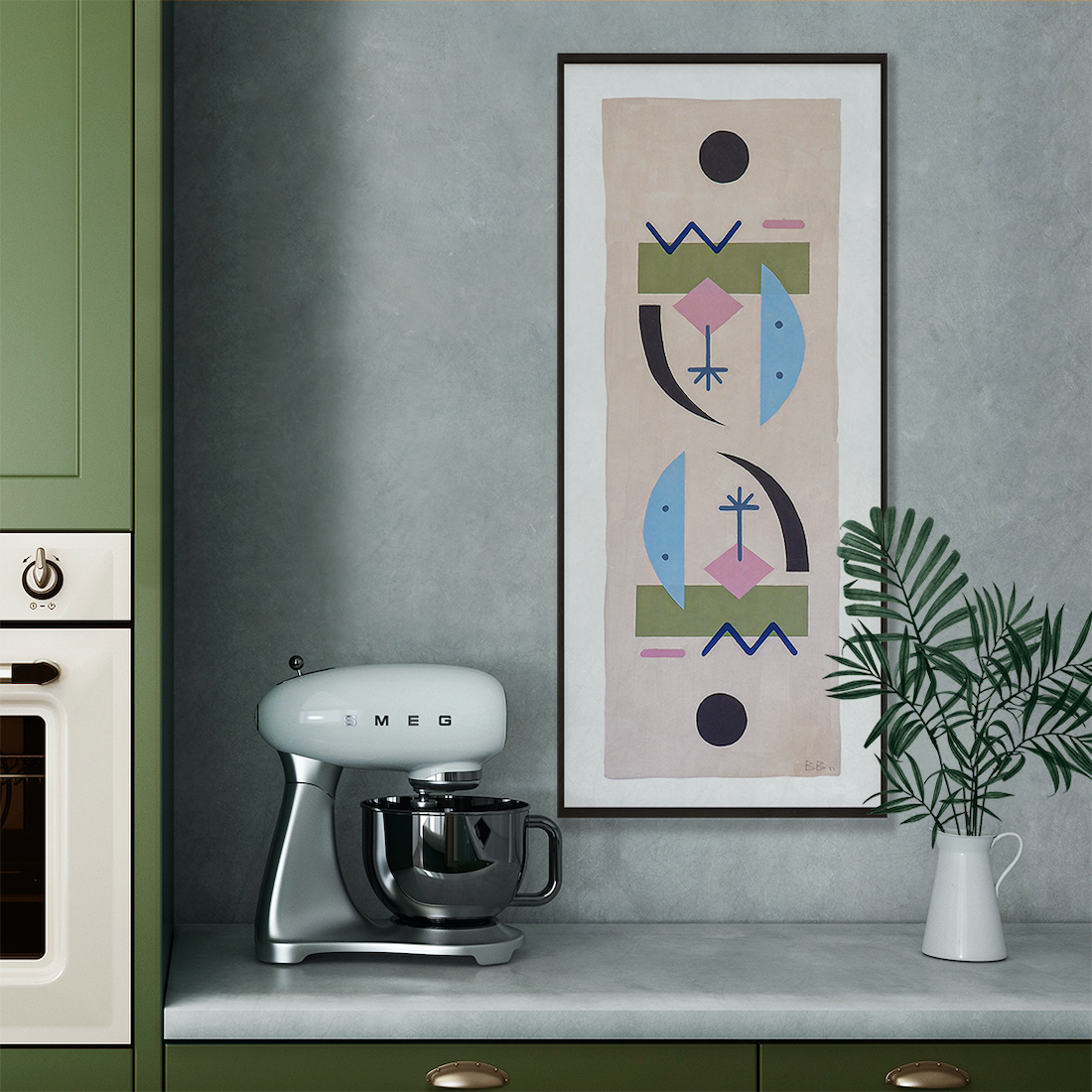 Oasis III art in kitchen by Aplotica Studio