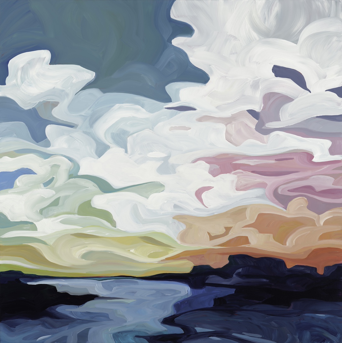 Colourful cloudy sky art called Evening over Evermore from Susannah Bee Art