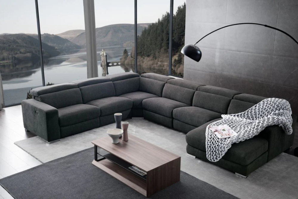 Charcoal sofa with chase