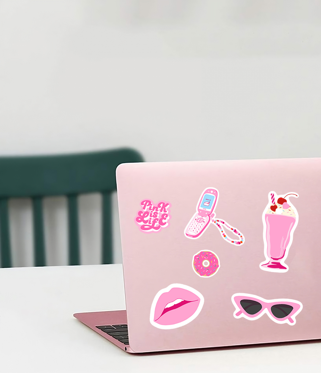 Fun graphic stickers on back of laptop by LeaColorShapes