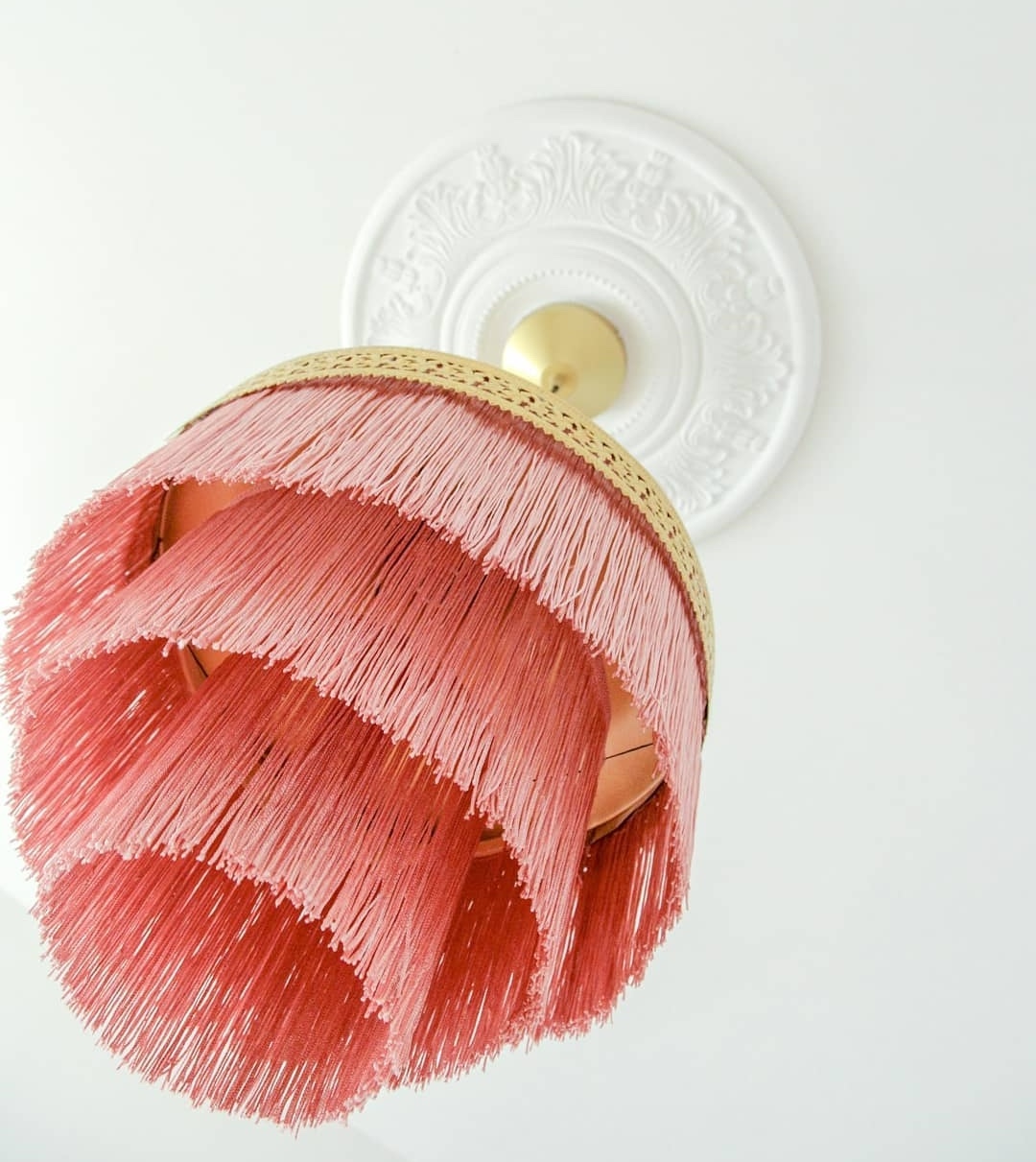 Pink fringed pendant light by DIYDanie