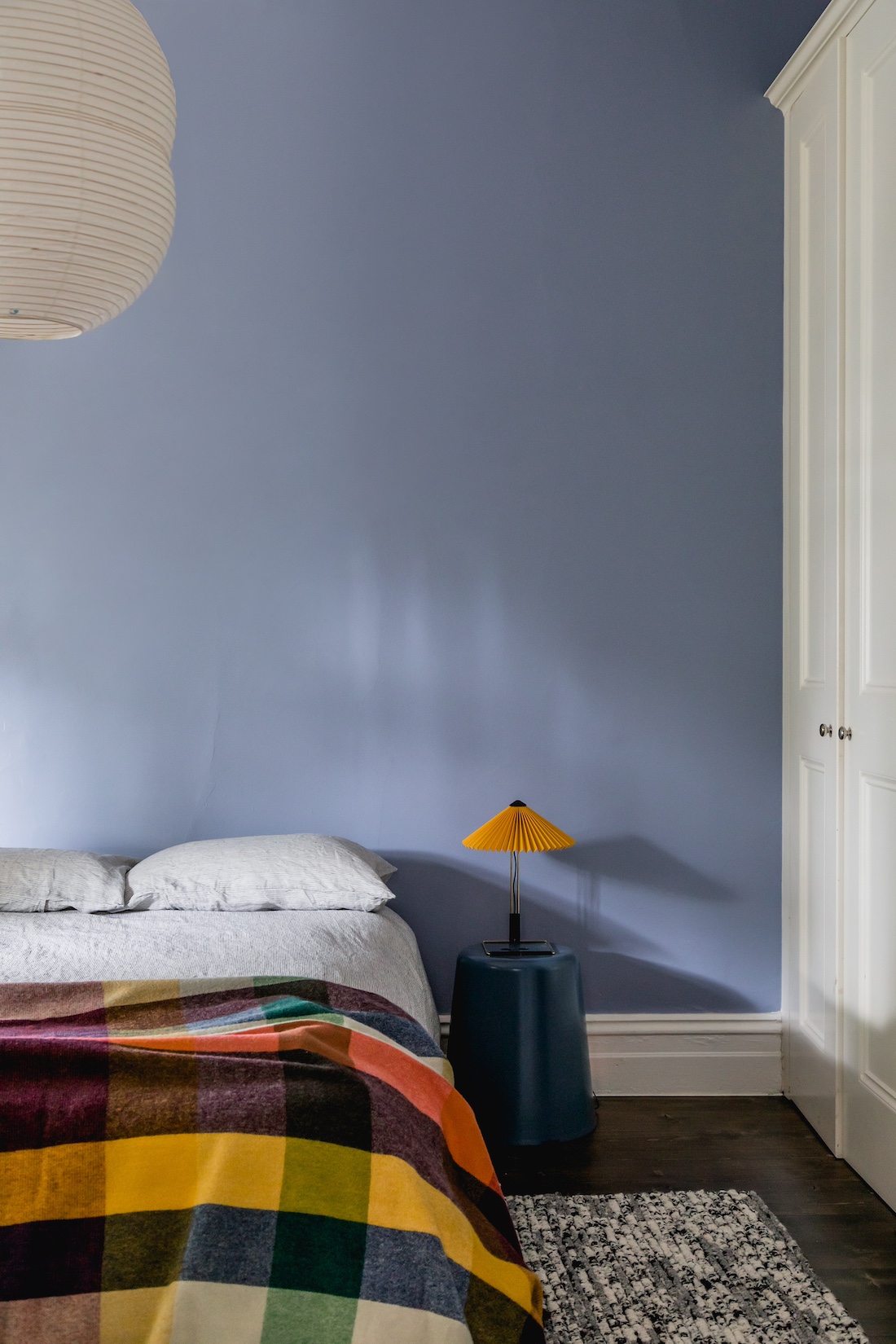 Carnegie Cottage soft blue panelled bedroom wall