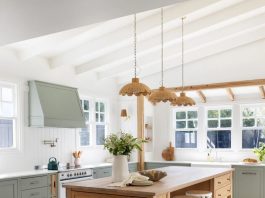 Green modern farmhouse style kitchen