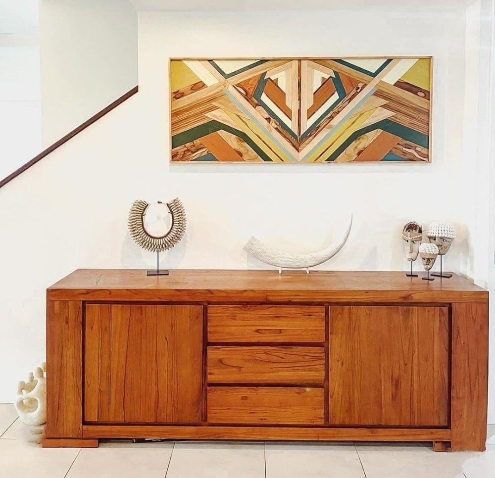 Colourful timber wall art