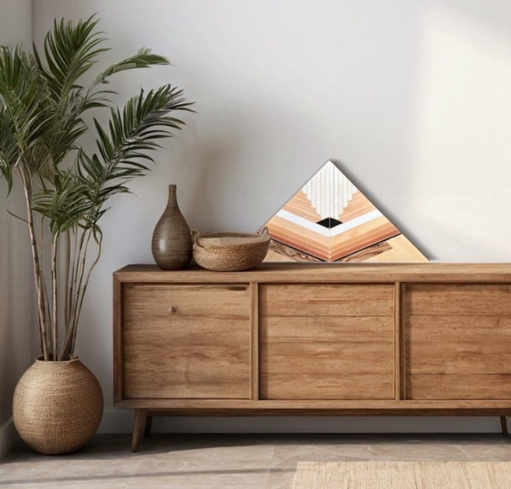 Triangular wall art made from wood