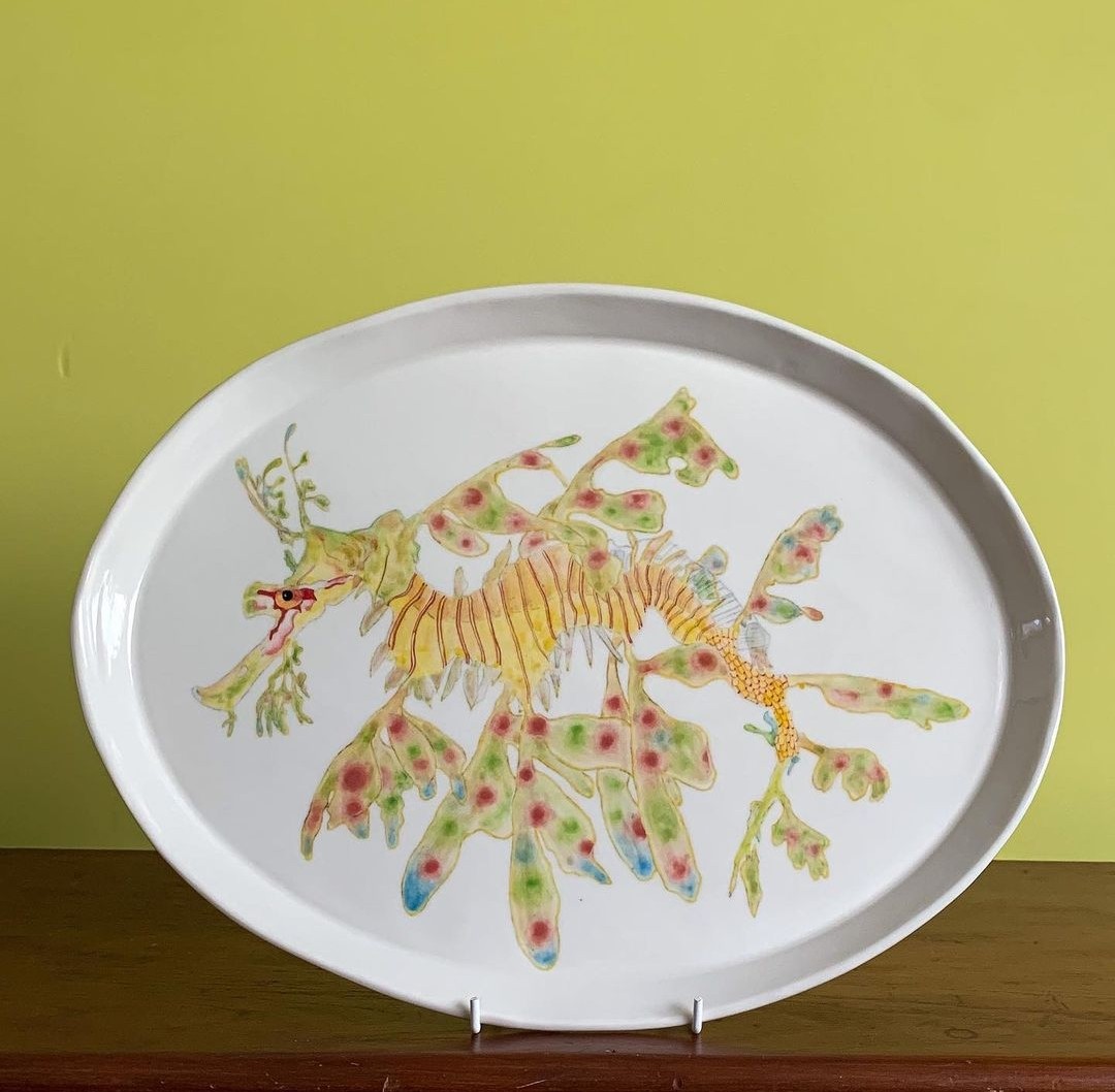 Leafy sea dragon platter by Casa Adams Fine Wares