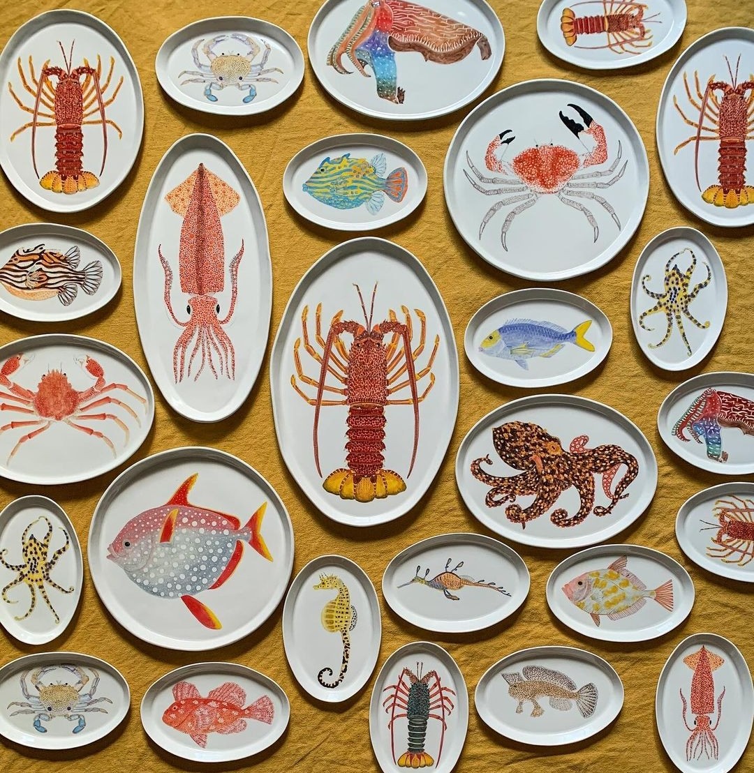 Various sea creature platters from Casa Adams Fine Wares