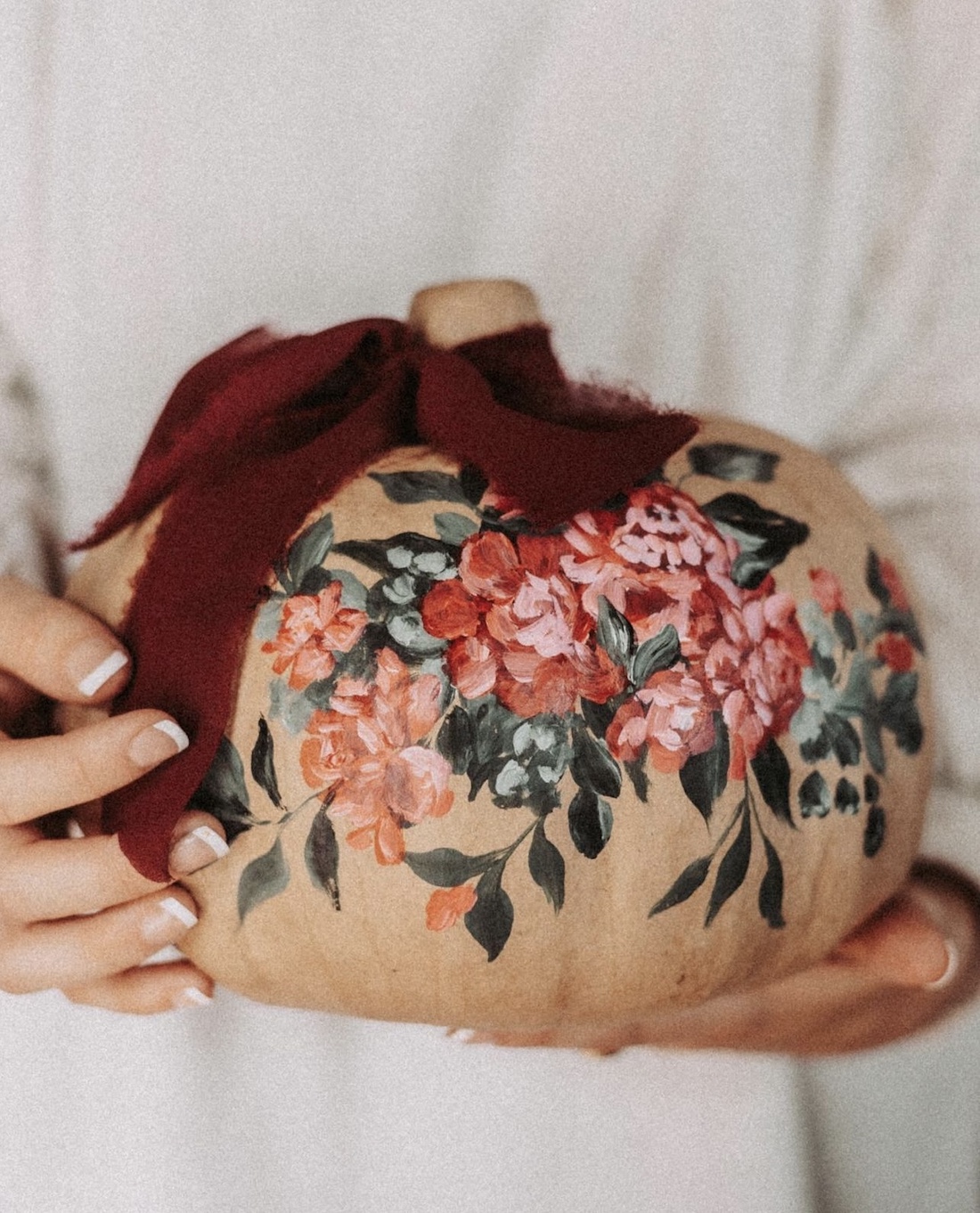 Close up of painted pumpkin