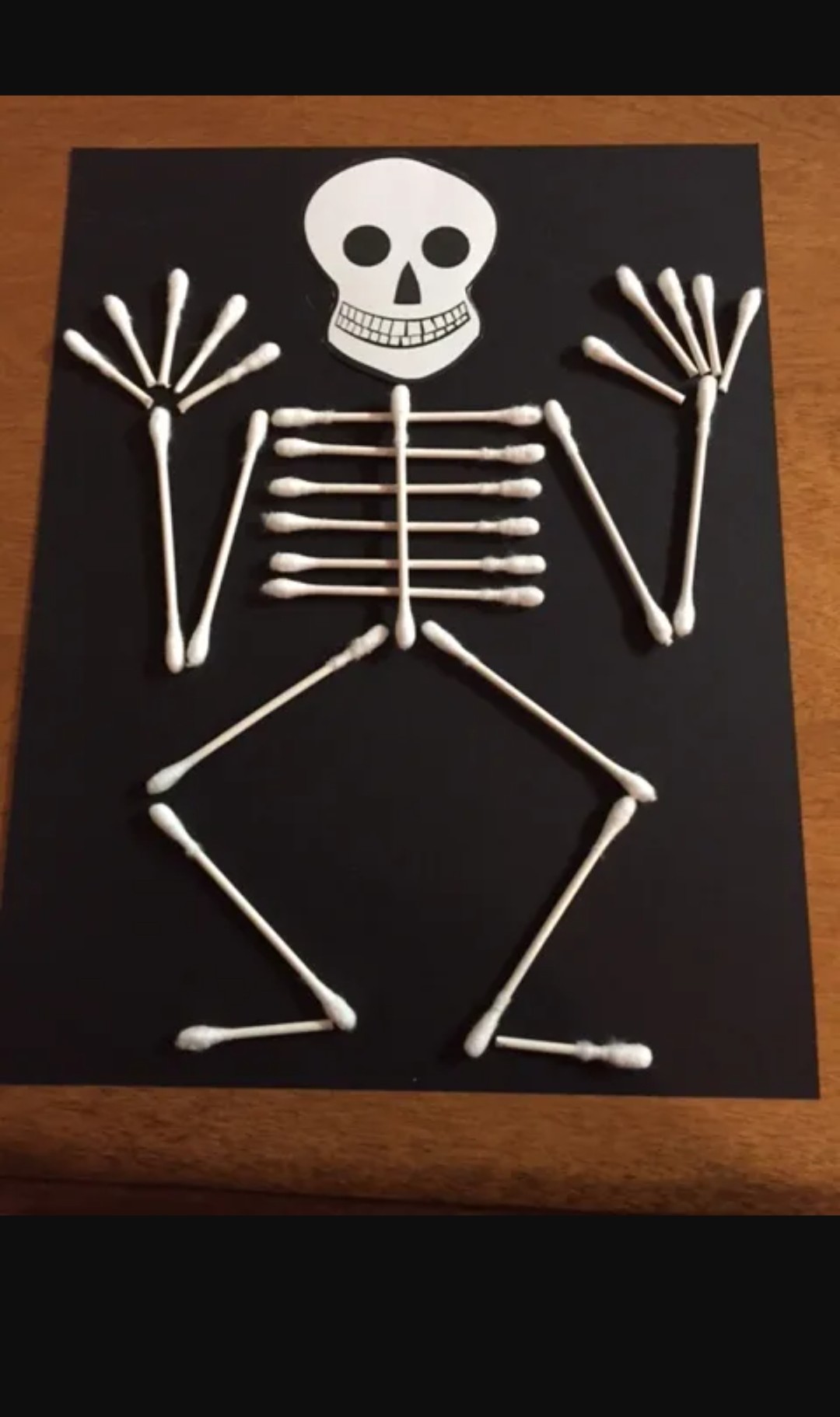 Q tip skeleton decoration for Halloween